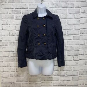 Loft Double Breasted Military Style Dark Blue Petite Blazer 6P